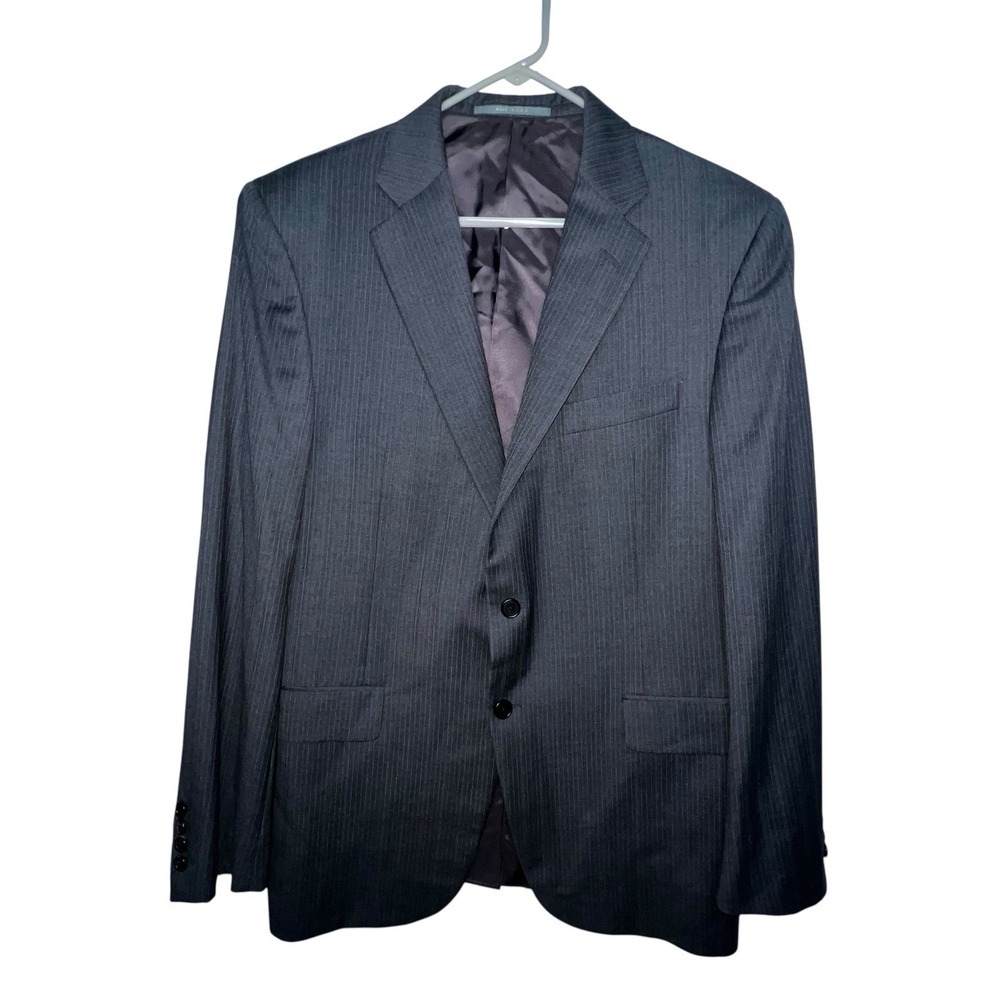 Hickey Freeman‎ Mens Sports Coat Blazer 41R Worsted Wool Jacket Gray Striped USA